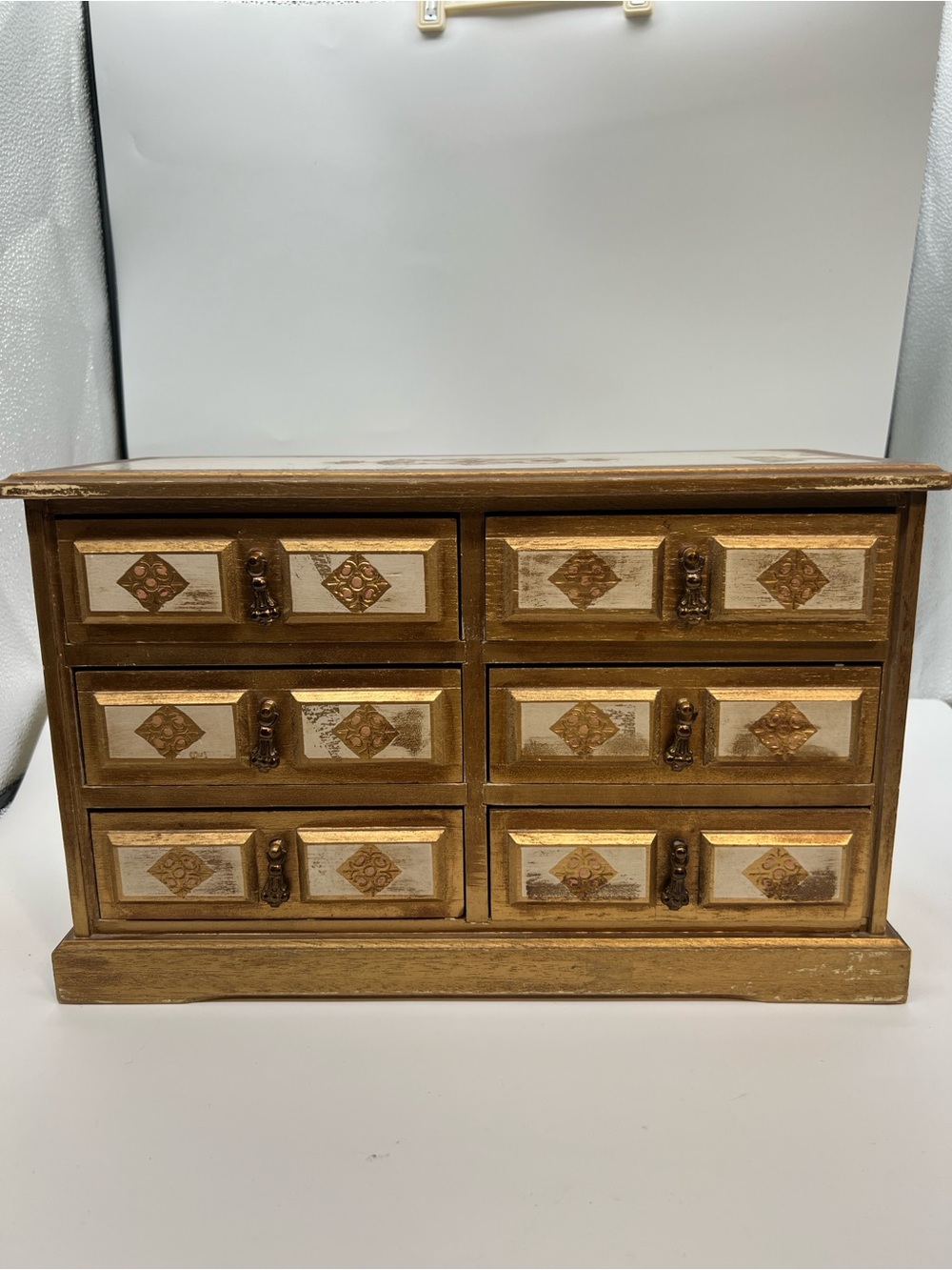 Vintage Royal Sealy Florentine 6-Drawermusic box Jewelry box